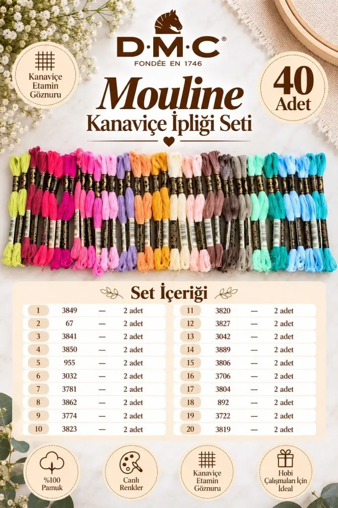 40 Adet Mouline Goblen İp Seti