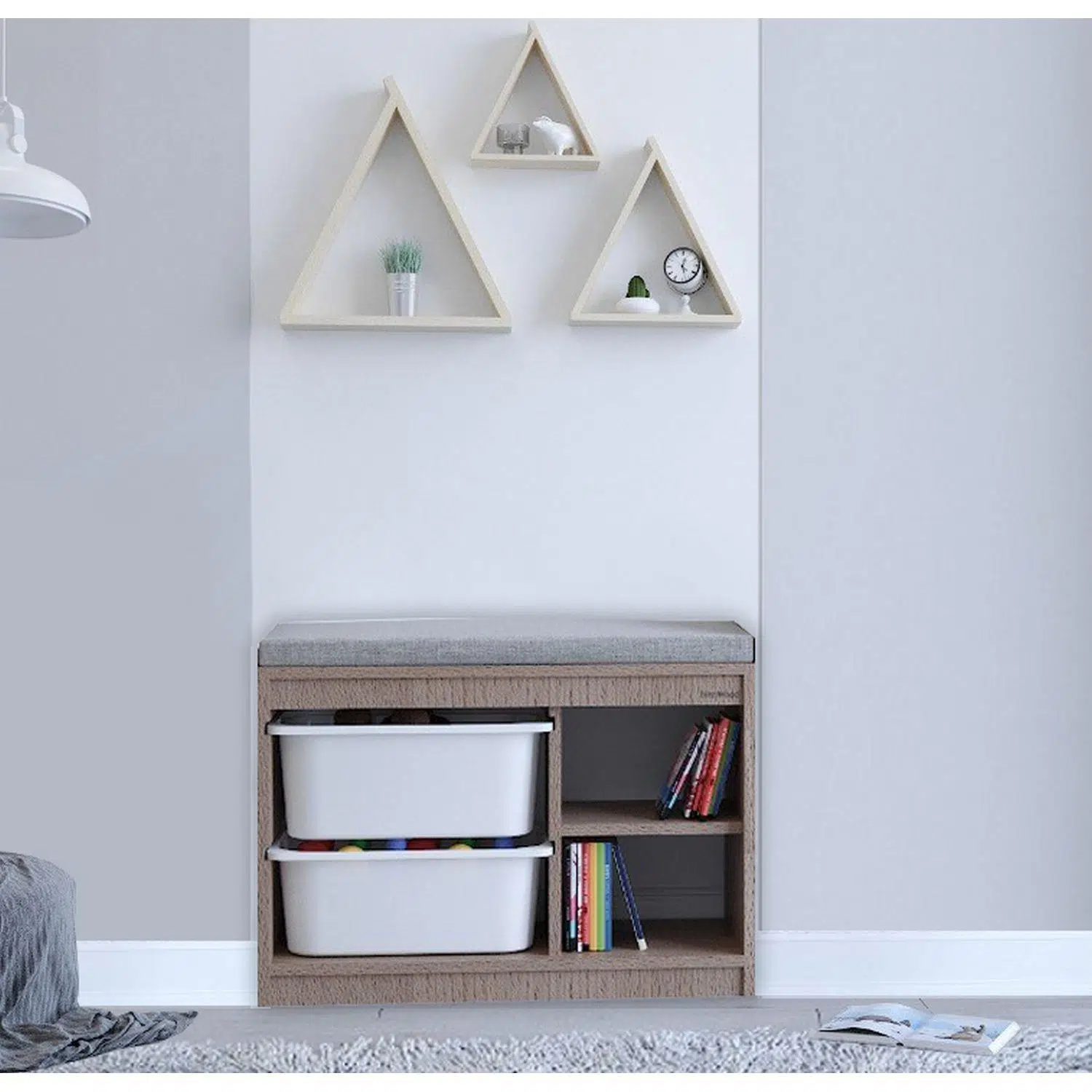 Bienwood Bie-4000 Ahşap Minderli 2li Plastik Çekmeceli Raf