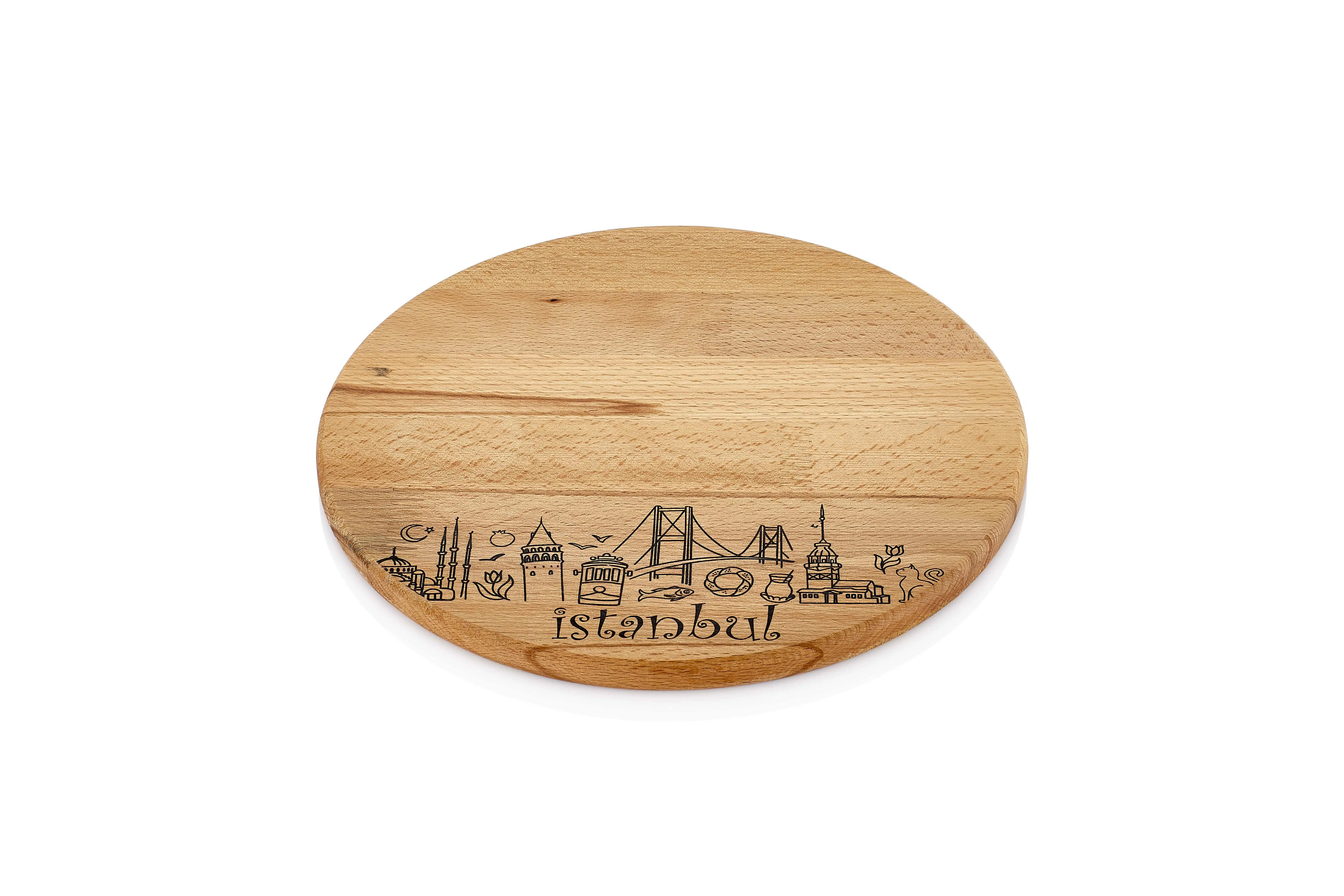 Mulier Ahs-6019 Yuvarlak Görselli Kesme VE Sunum Tahtası