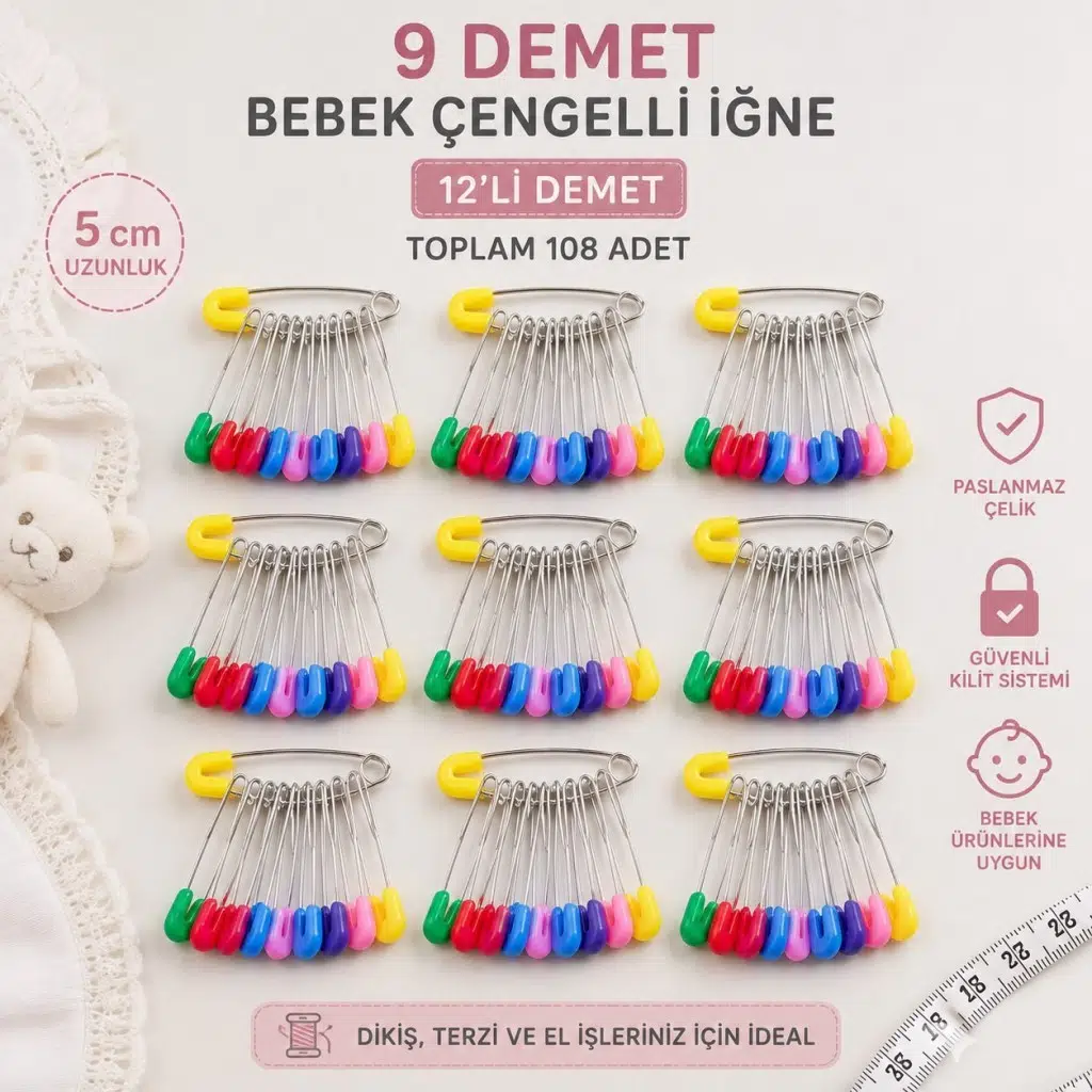 NO 5 108 Adet Bebe Çengelli İğne