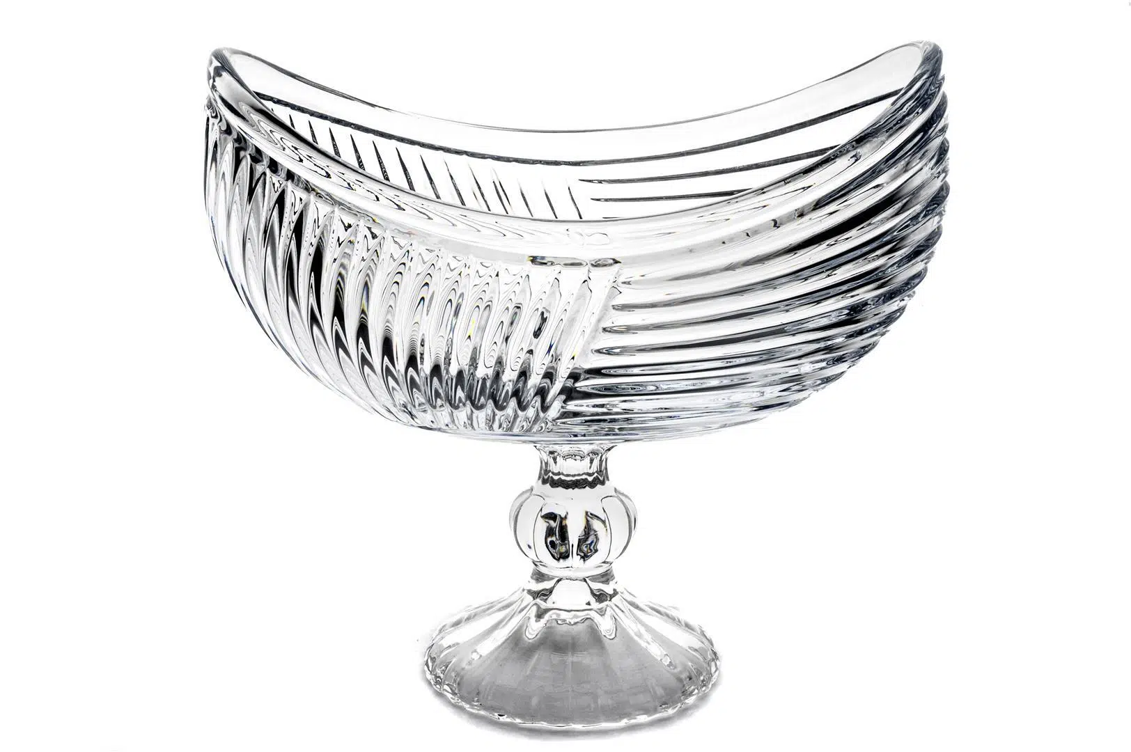 P281.370541 Oval Ayaklı Cam Servis Kase 26x16x24cm