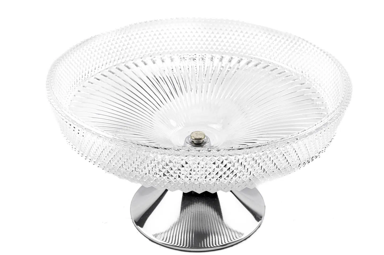 P350.371814 Gümüş Ayaklı Cam Servis 23x13cm