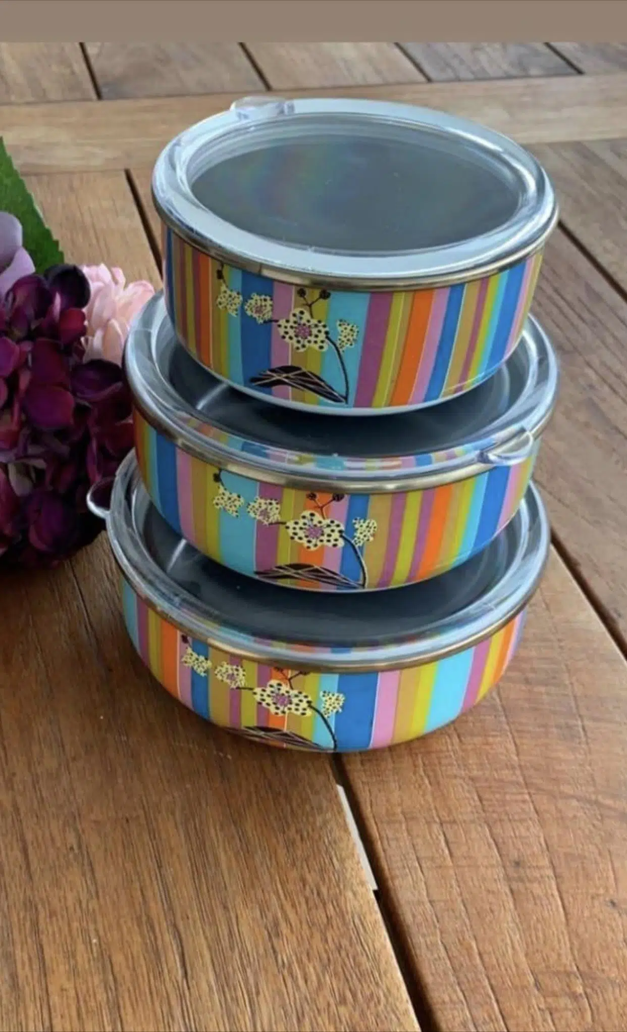 Rainbow Emaye 3Lü Saklama Kabı