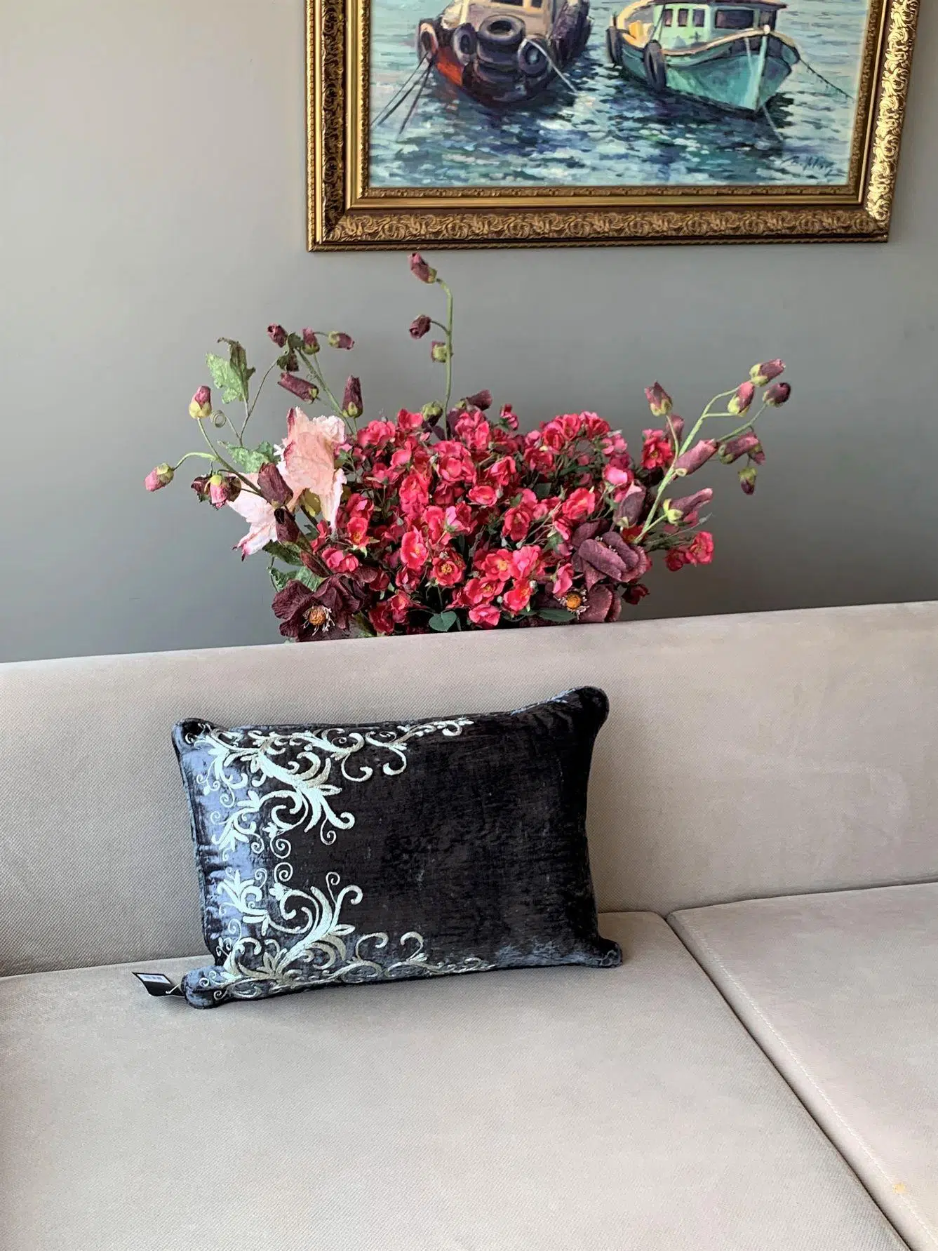 VZ 011 Siyah Şal Desen Yastık