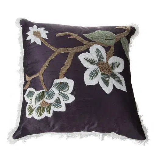 VZ012 Siyah Çiçek Desenli Yastık