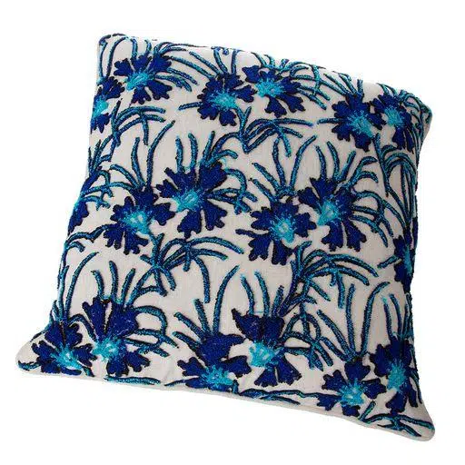 VZ016 Lacivert Mavi Çiçekli Yastık