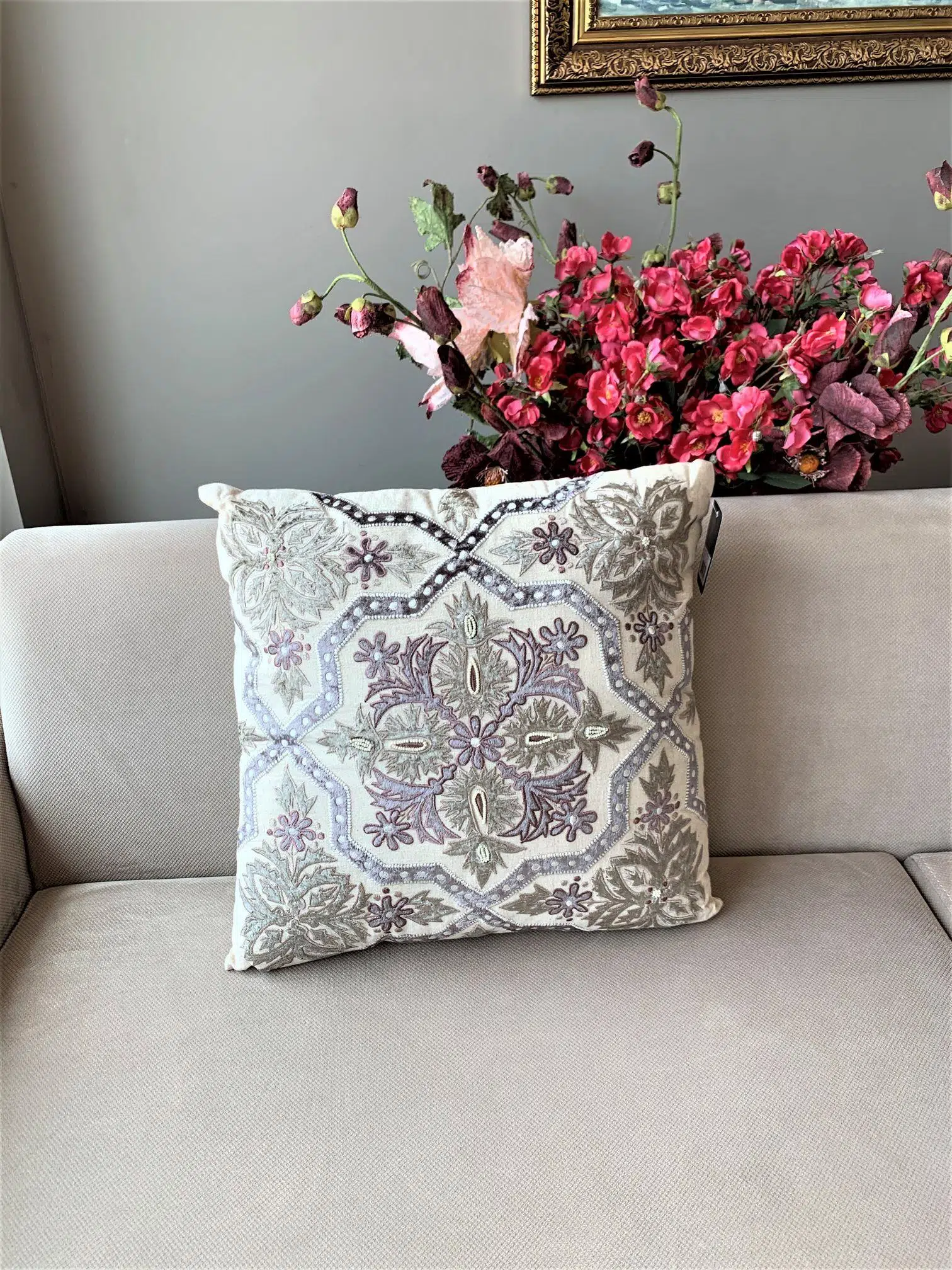 VZ017 Kahverengi Desenli Yastık 45&45